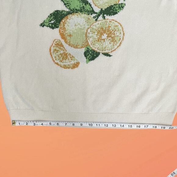 Skies Are Blue Cream Knit Short Sleeve Sweater Lemon Print Women’s Plus 1X NWOT - Picture 9 of 11